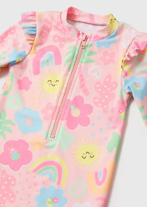Girls Coral Happy Sun Swimsuit (1-7yrs) - 1-1.5 Yrs Image 2