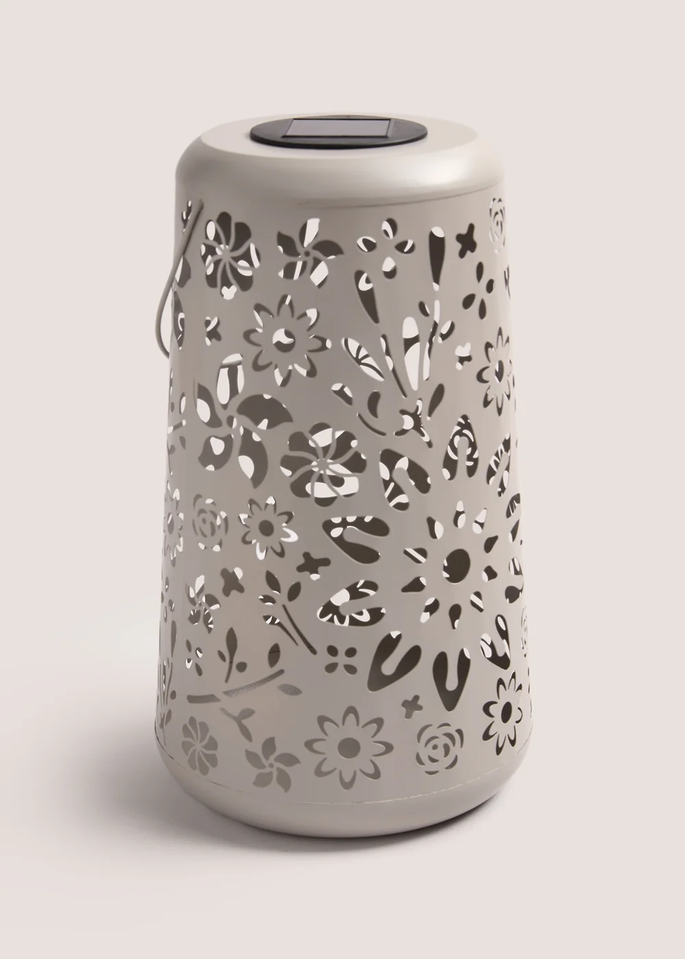 Outdoor Cream Floral Design Metal Solar Lantern (19cm x 31cm) Image 1