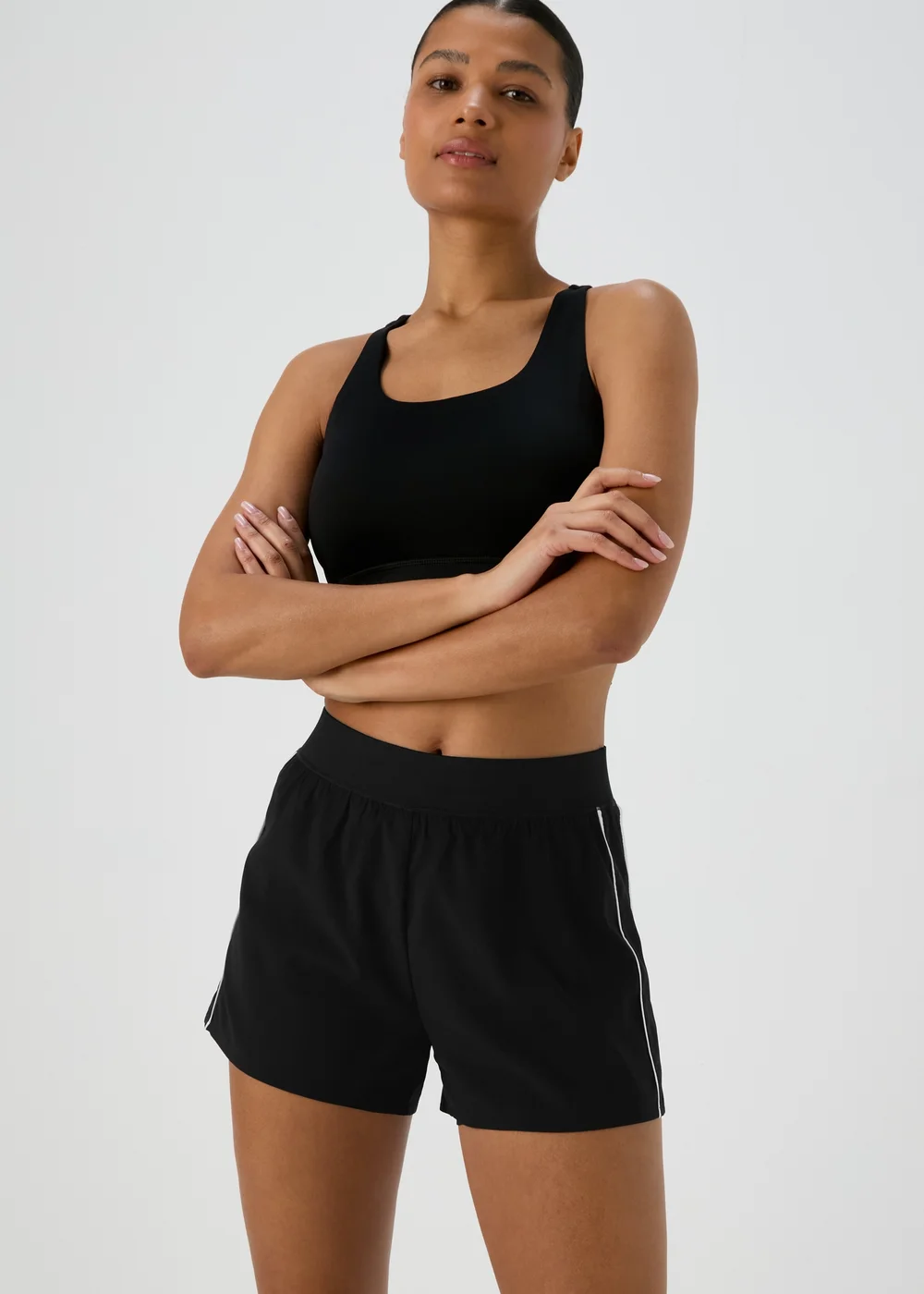 Souluxe Black Mono Panel 2 in 1 Shorts - 8 Image 1