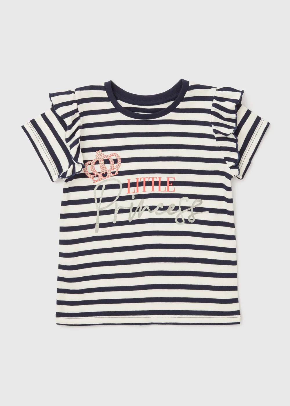 Girls White Stripe Princess T-Shirt (1-7yrs) - 1 to 1 half years Image 1