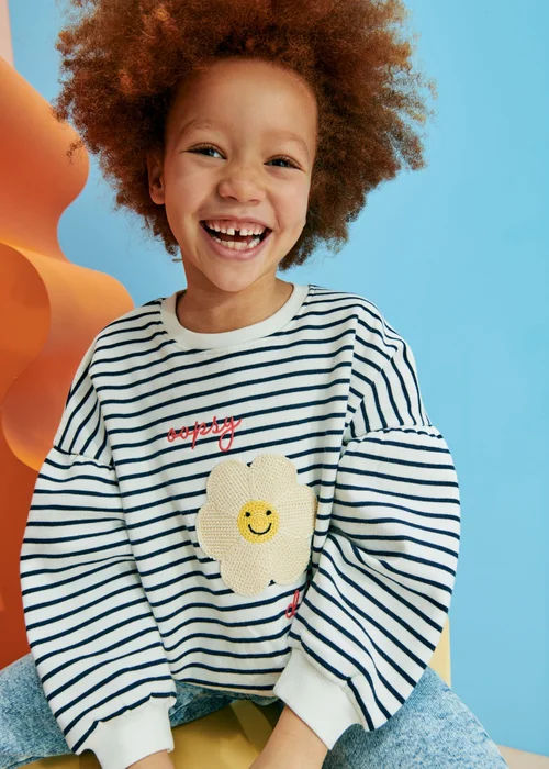 Cream Oopsy Daisy Stripe Sweatshirt (1-7yrs) - 2-3 Yrs Image 3
