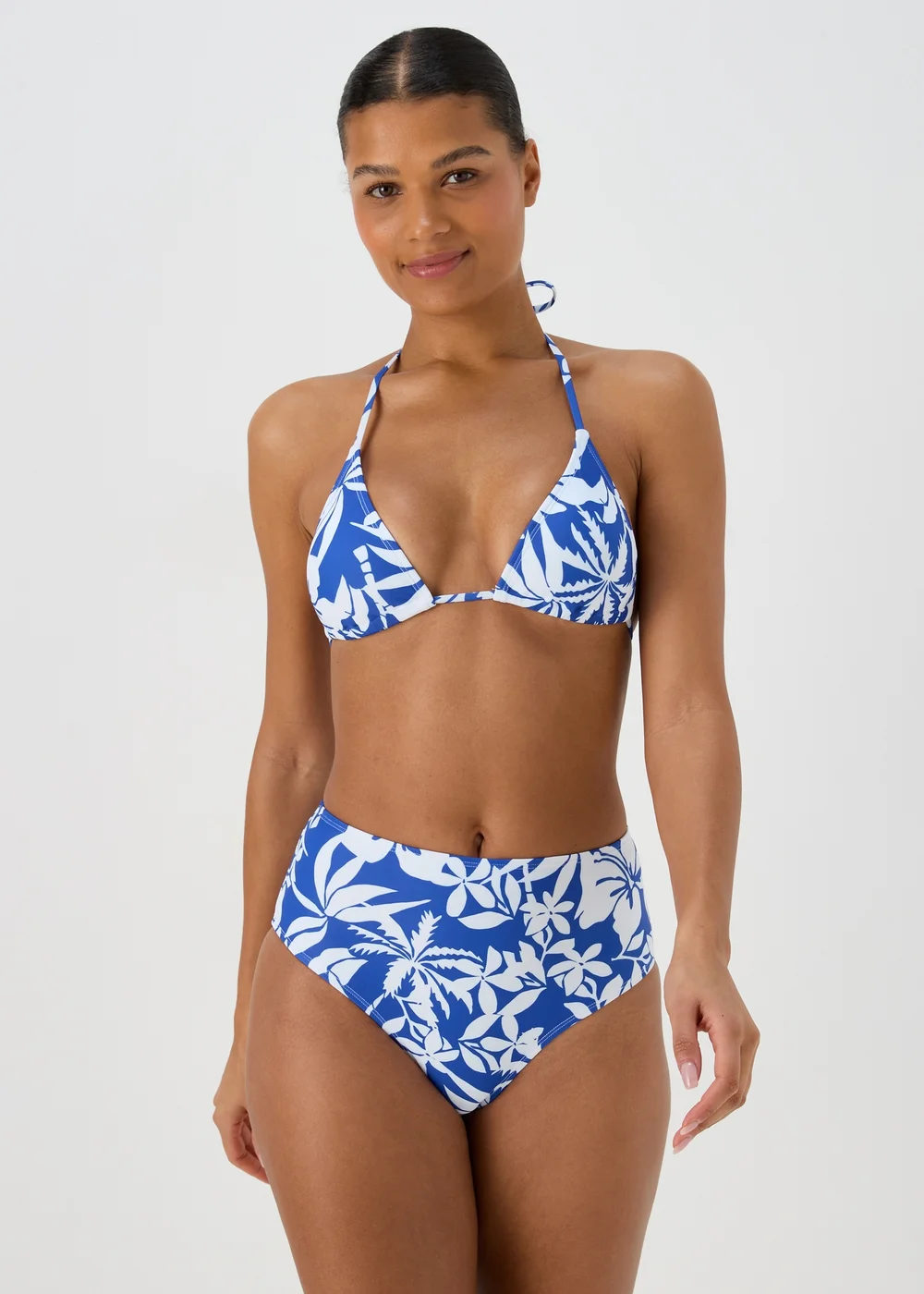 Blue Floral Bikini Triangle Top - 6 Image 1