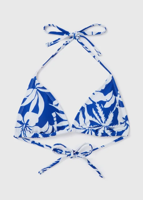 Blue Floral Bikini Triangle Top - 6 Image 4