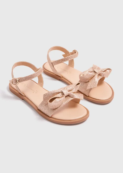 Girls Gold Bow Sandals (Younger 10-Older 5) - Size 1 Image 1