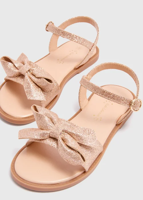 Girls Gold Bow Sandals (Younger 10-Older 5) - Size 1 Image 2