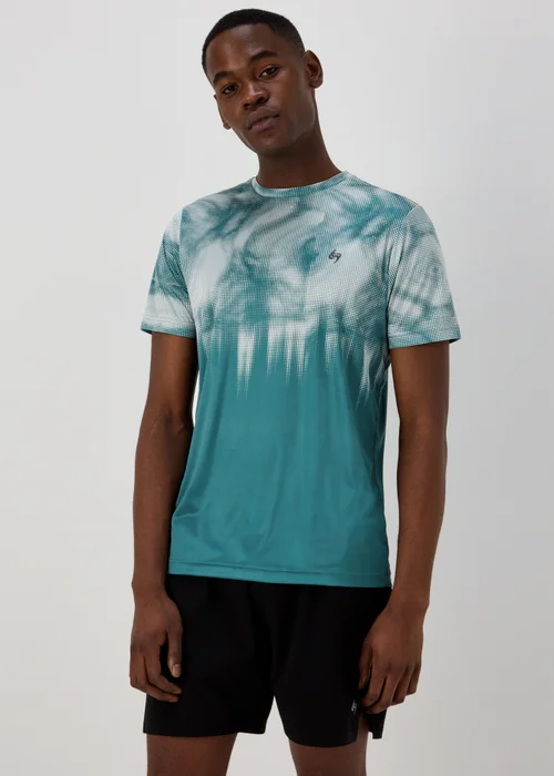 Souluxe Teal Tie Dye Print T-Shirt - S Image 1