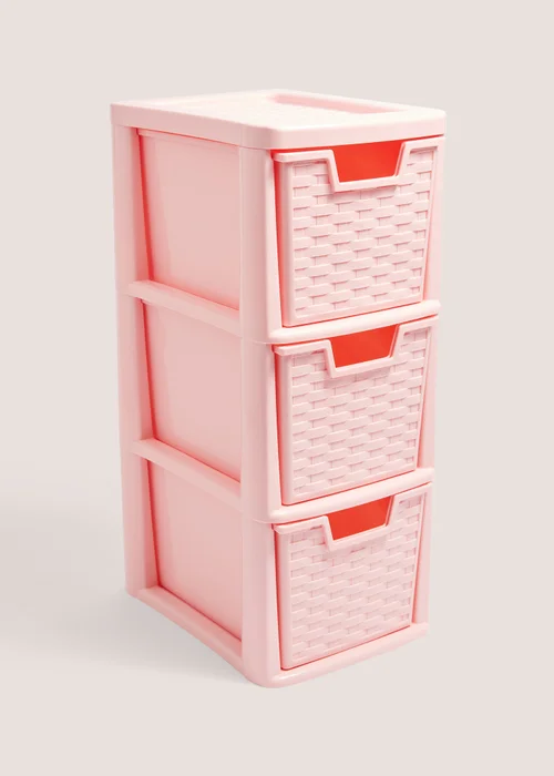 Pink Small Rattan Drawers (47cm x 18.5cm x 24.5cm) Image 1