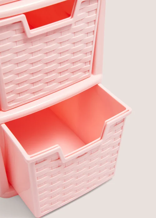Pink Small Rattan Drawers (47cm x 18.5cm x 24.5cm) Image 2