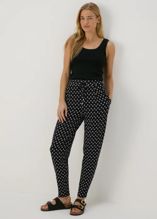 Black Geo Printed Harem Trousers - 8 Image 1
