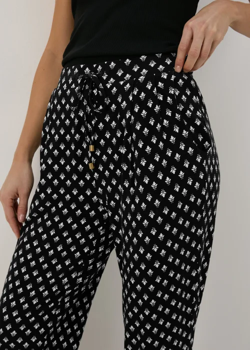 Black Geo Printed Harem Trousers - 8 Image 3