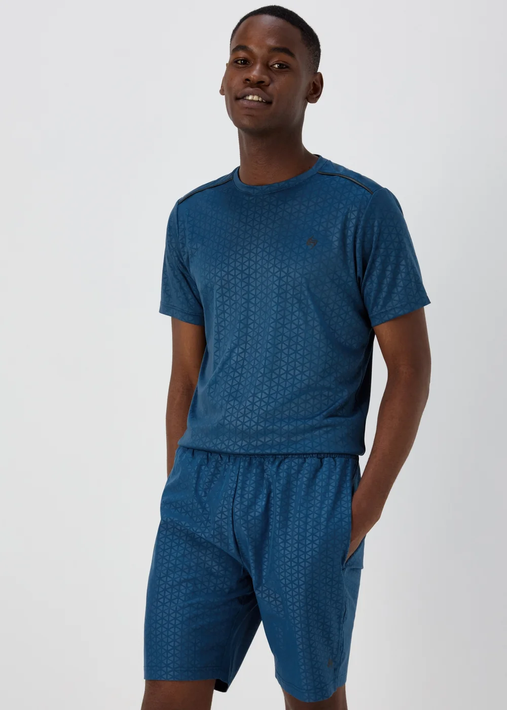 Souluxe Blue Embossed Print Shorts - XS Image 1