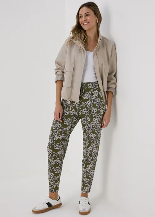Khaki Butterfly Print Harem Trousers - 8 Image 4