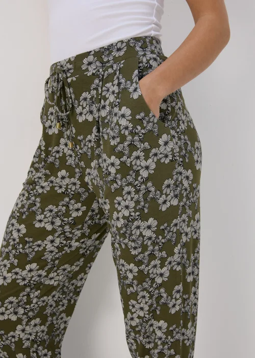 Khaki Butterfly Print Harem Trousers - 8 Image 3