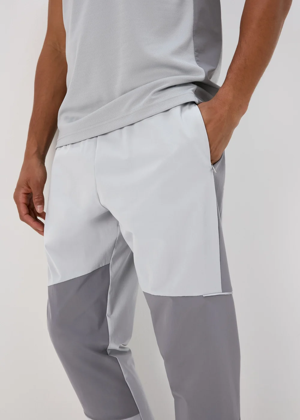 Souluxe Light Grey Slim Fit Panel Joggers - Extra small Image 3