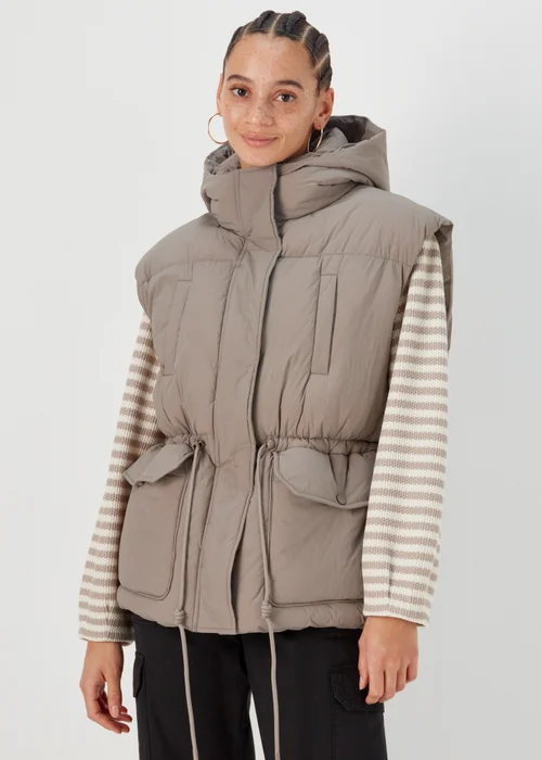 Papaya Petite Beige Padded Utility Gilet - 6 Image 1