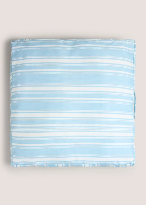 Outdoor Blue Stripe Floor Cushion (59cm x 59cm x 10cm) Image 1