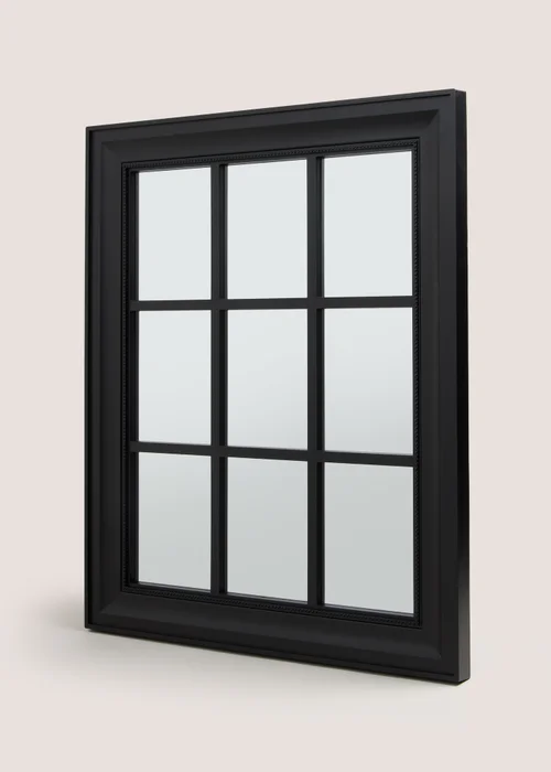 Black Plastic Grid Mirror (74cm x 59cm x 3.25cm) Image 1