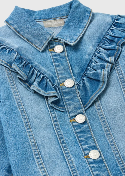 Girls Denim Mid Wash Frill Detail Denim Jacket (7-13yrs) - 7 Yrs Image 2
