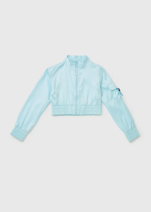 Girls Blue Satin Bomber Jacket (7-15yrs) - Age 7 Years Image 1
