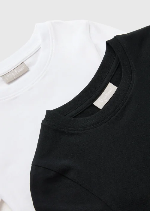 Girls 2 Pack Black & White Mono T-Shirt (7-15yrs) - 14 Yrs Image 2
