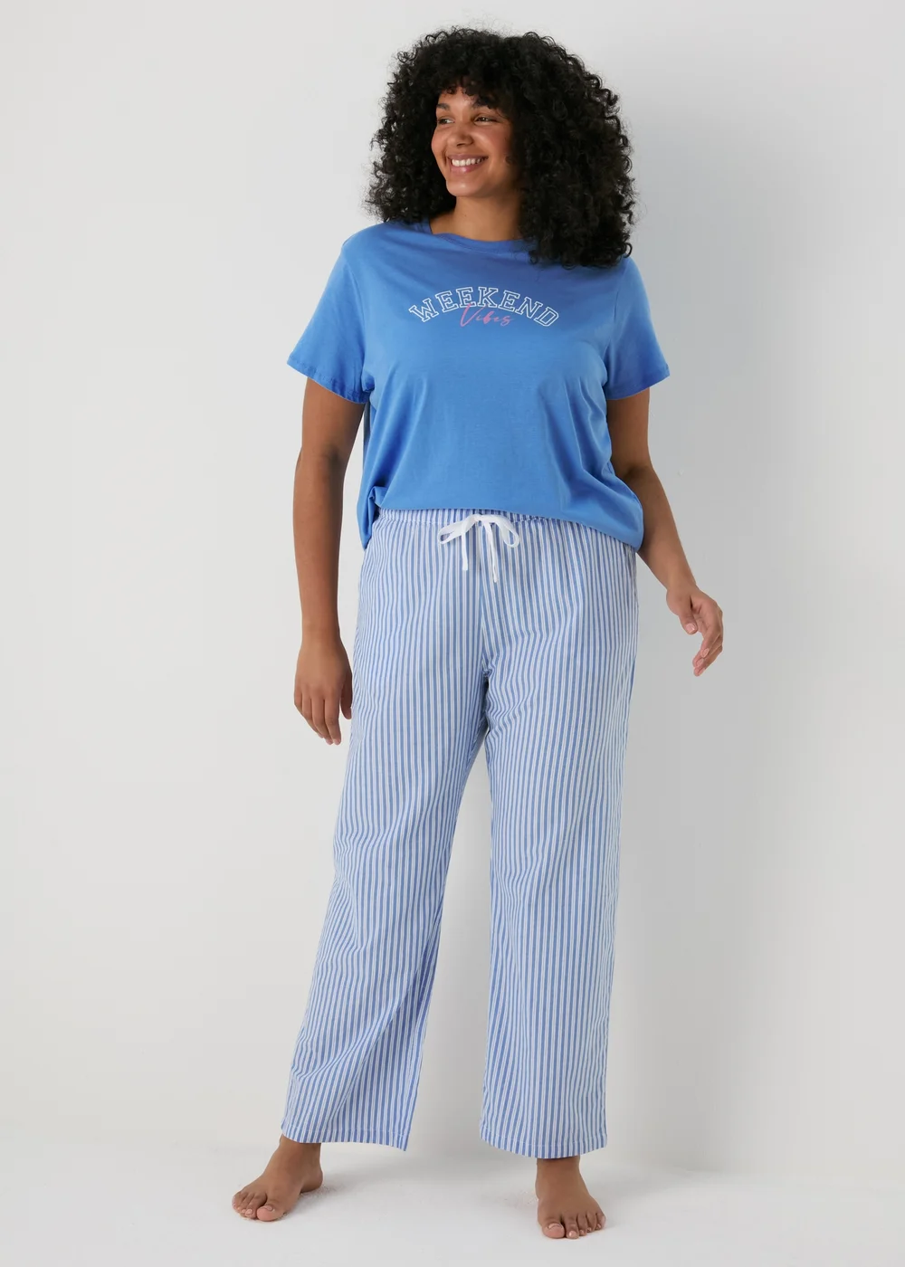 Blue Striped Pyjama Bottoms - Size 8 Image 1
