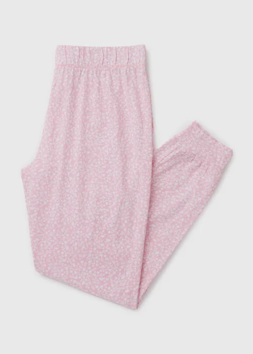 Pink Floral Print Pyjama Bottoms - Small Image 4