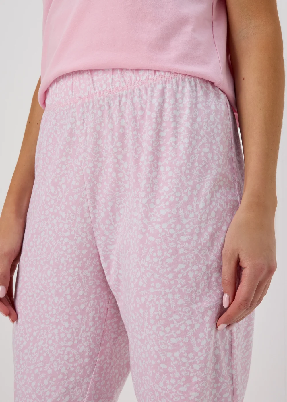 Pink Floral Print Pyjama Bottoms - Small Image 3