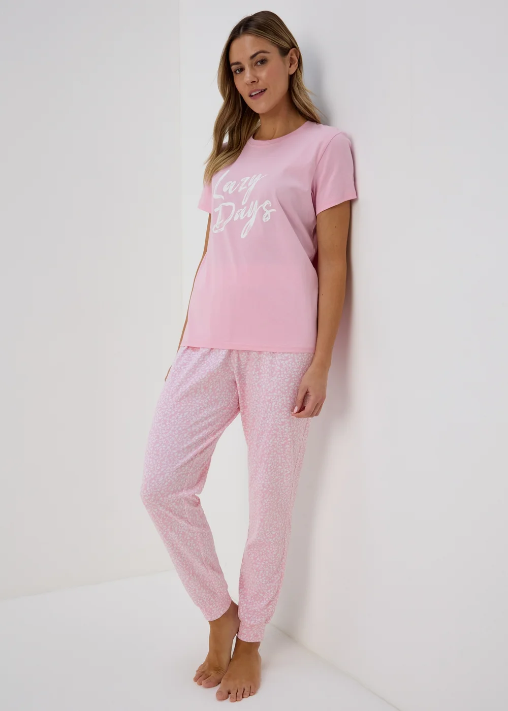 Pink Floral Print Pyjama Bottoms - Small Image 1