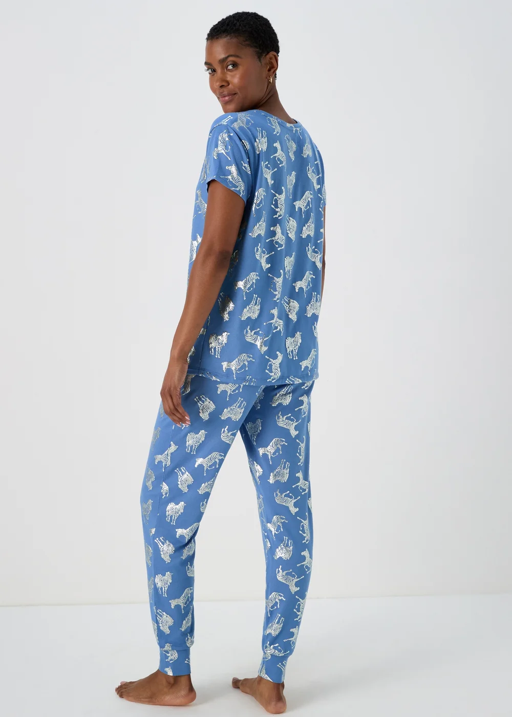 Blue Foil Animal Print Pyjama Set - Extra small Image 2