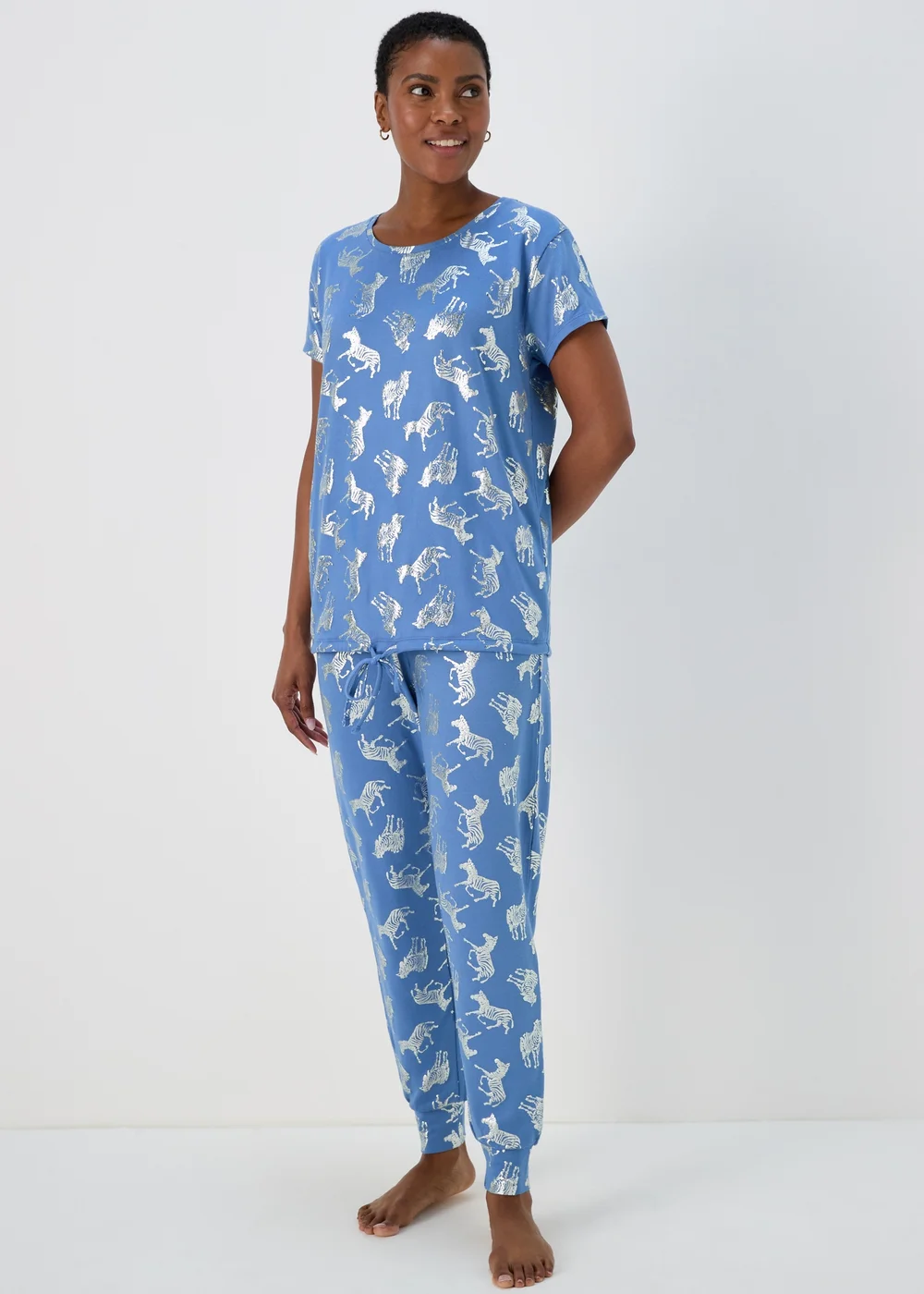 Blue Foil Animal Print Pyjama Set - Extra small Image 1
