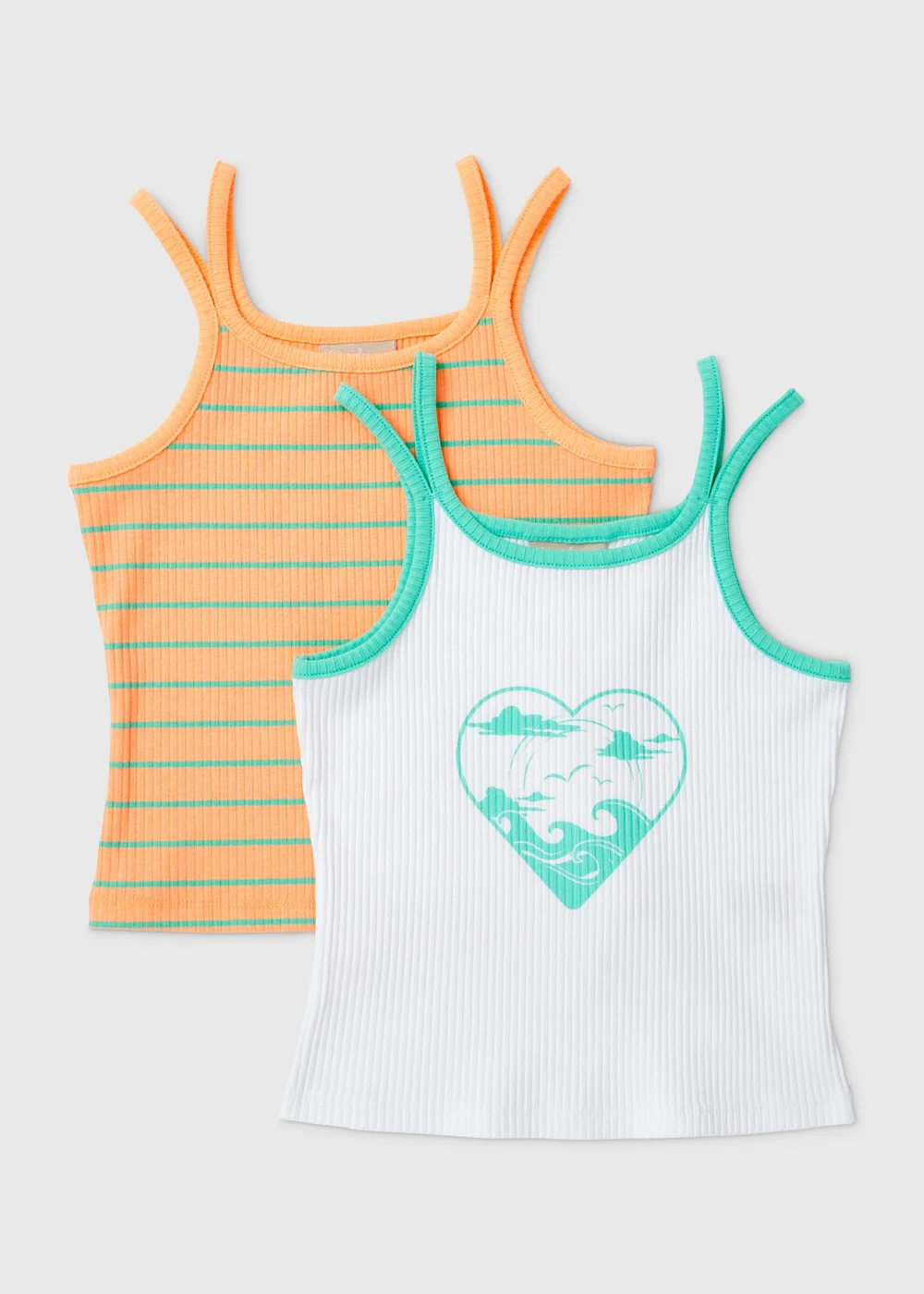 Girls 2 Pack Aqua Double Strap Vest (7-13yrs) - Age 7 Years Image 1