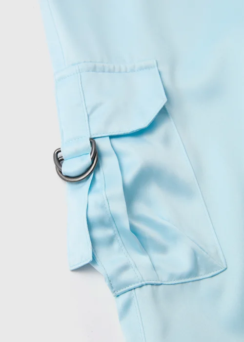 Girls Blue Satin Cargo Trousers (7-15yrs) - Age 7 Years Image 2