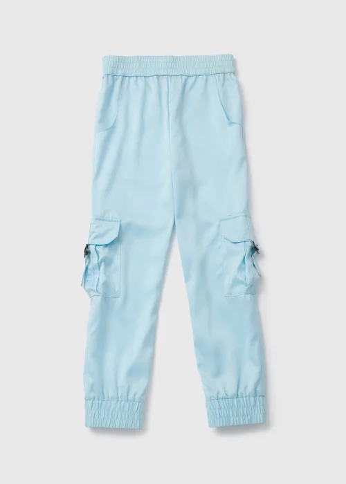 Girls Blue Satin Cargo Trousers (7-15yrs) - Age 7 Years Image 1