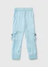 Girls Blue Satin Cargo Trousers (7-15yrs) - Age 7 Years Image 1