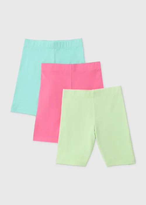 Girls 3 Pack Multicoloured Cycling Shorts - 8 Yrs Image 1