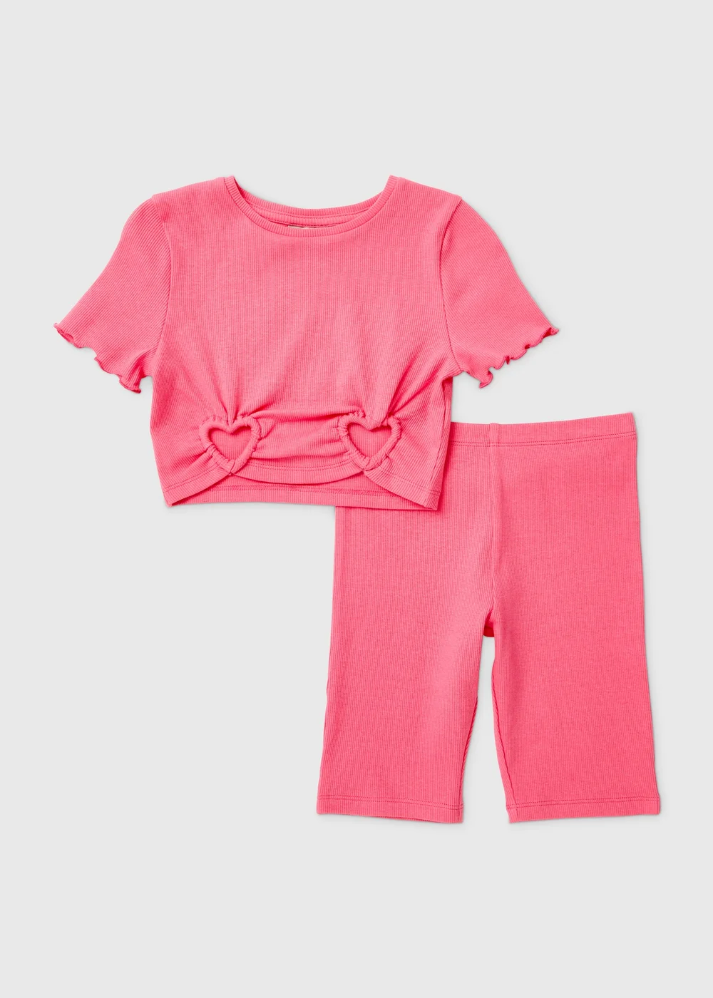 Girls Neon Pink Cycling Shorts Set (7-13yrs) - 7 Yrs Image 1