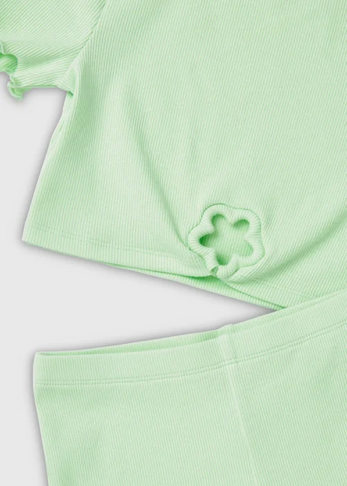Girls Green Cycling Shorts Set (7-13yrs) - 10 Yrs Image 2