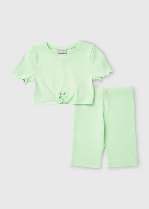Girls Green Cycling Shorts Set (7-13yrs) - 10 Yrs Image 1