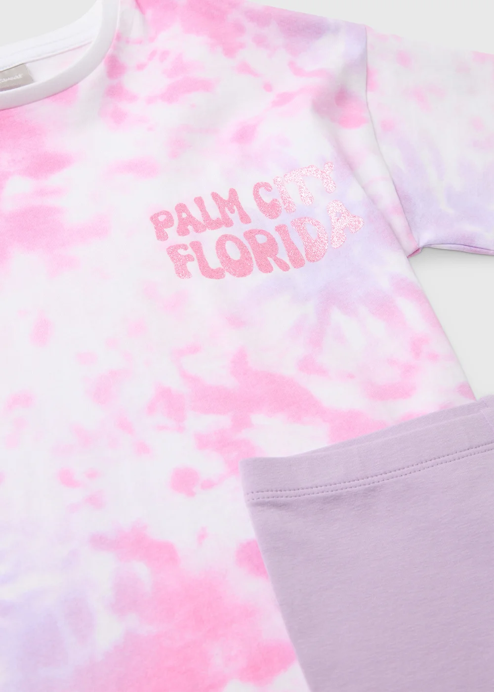 Girls Lilac Oversized T-Shirt & Cycling Shorts Set (7-13yrs) - 7 Yrs Image 2