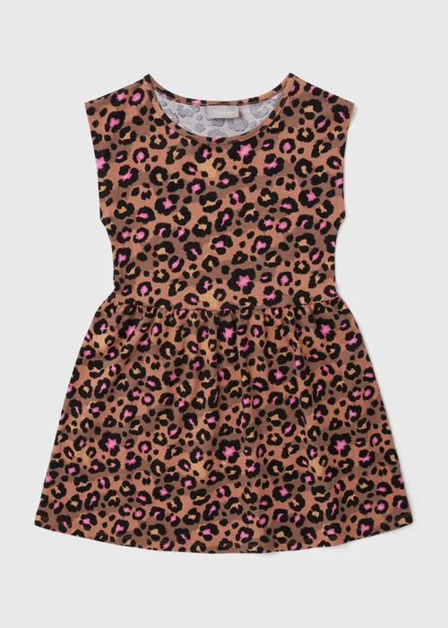 Girls Leopard Print Dress (7-13yrs) - 7 Yrs Image 1