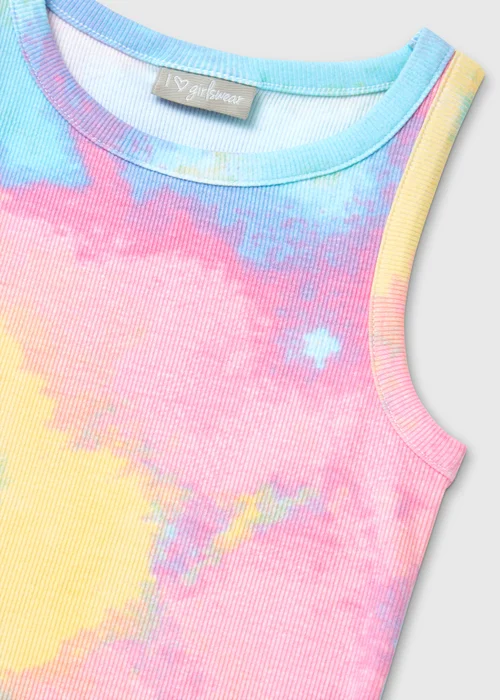 Girls Multicoloured Tie Dye Ribbed Dress (7-15yrs) - 14 Yrs Image 2