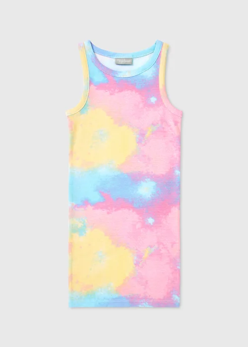 Girls Multicoloured Tie Dye Ribbed Dress (7-15yrs) - 14 Yrs Image 1