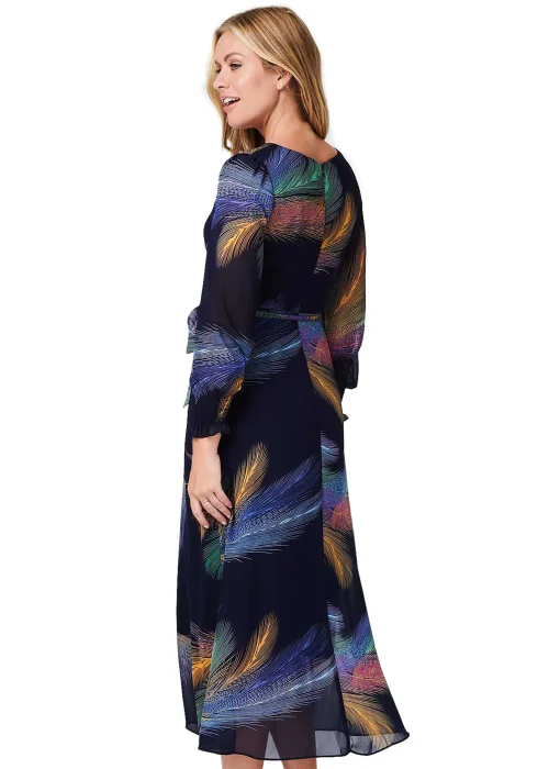 Izabel London Navy Printed Long Sleeve Midi Dress - 8 Image 2