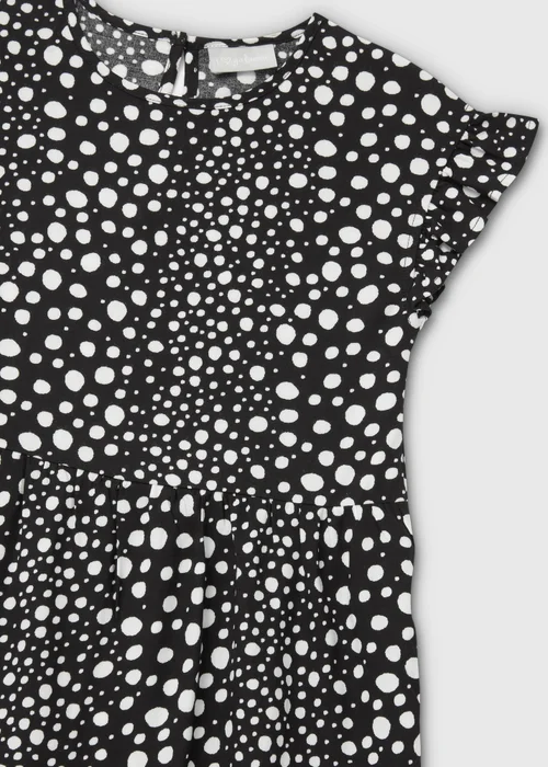 Girls Black Spot Viscose Dress (7-13yrs) - 7 Yrs Image 2