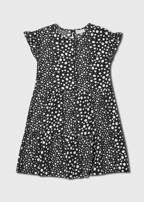 Girls Black Spot Viscose Dress (7-13yrs) - 7 Yrs Image 1