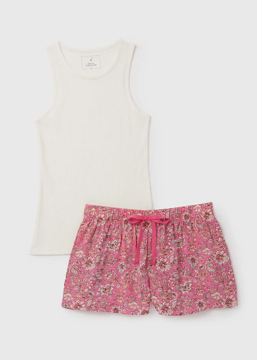 White Ribbed Vest & Viscose Shorts Set - Small Image 4