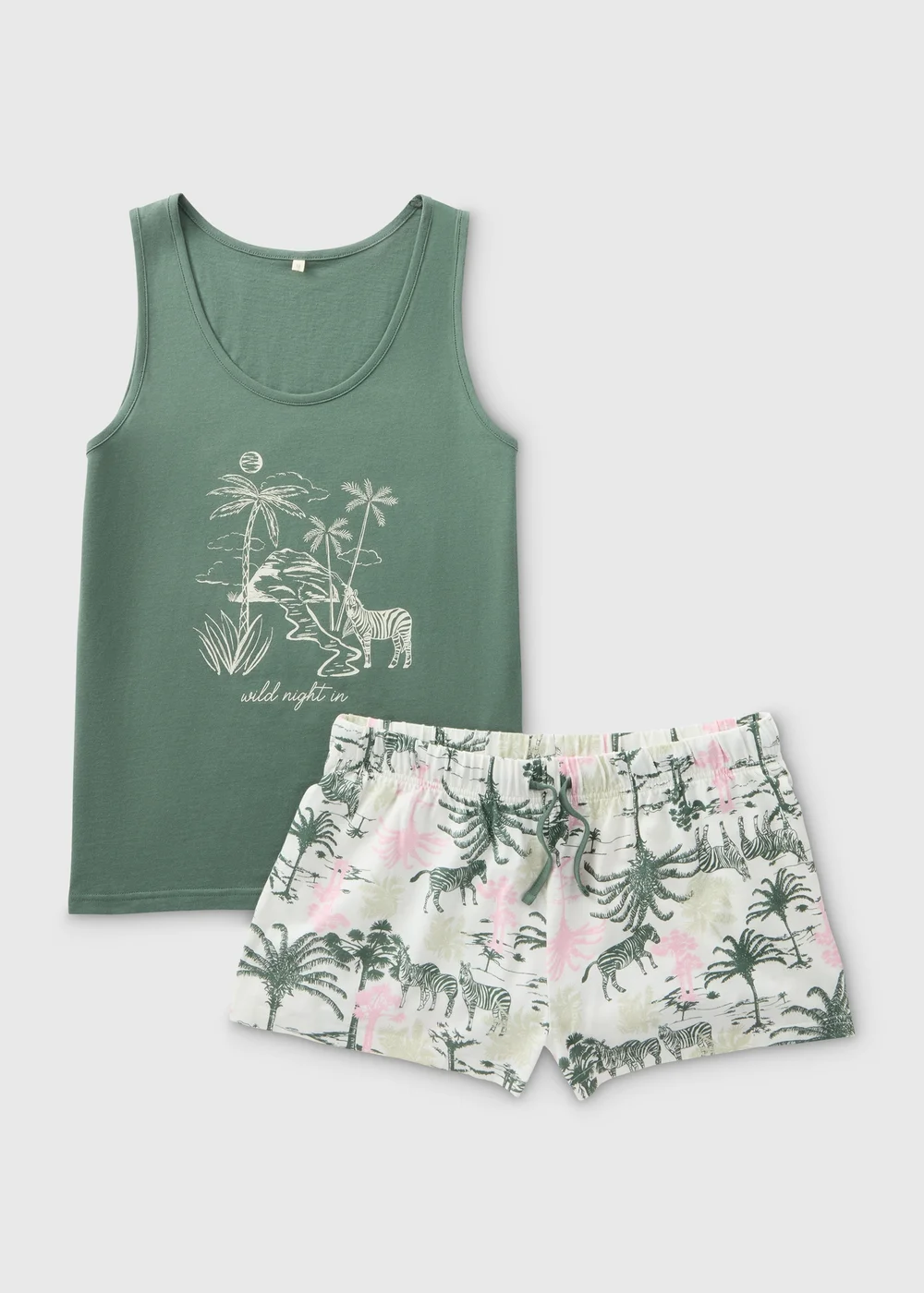 Green Top & Shorts Pyjama Set - Extra small Image 4