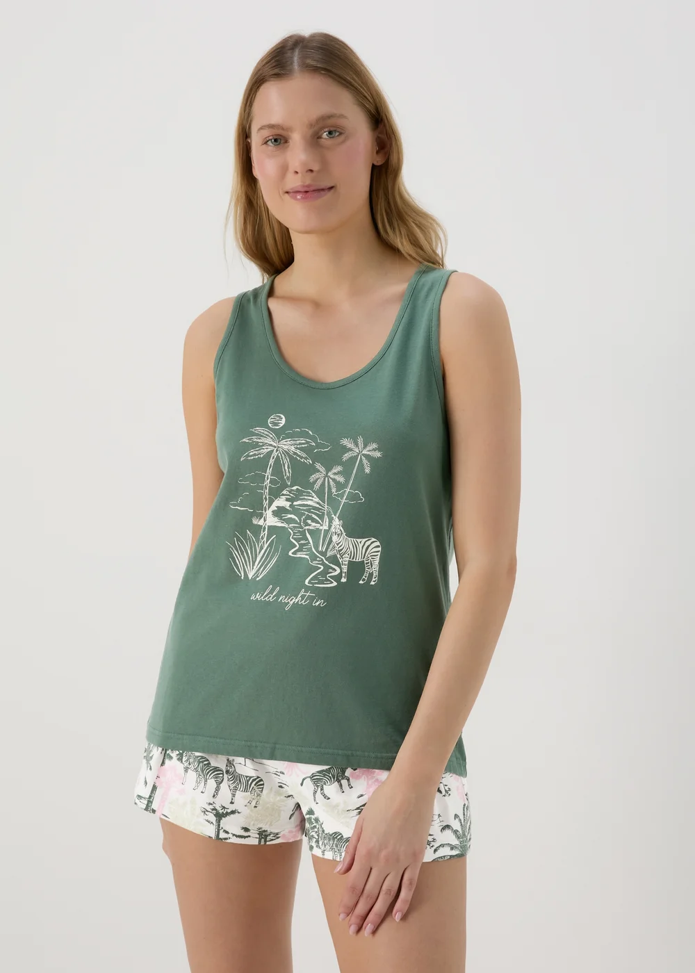 Green Top & Shorts Pyjama Set - Extra small Image 1
