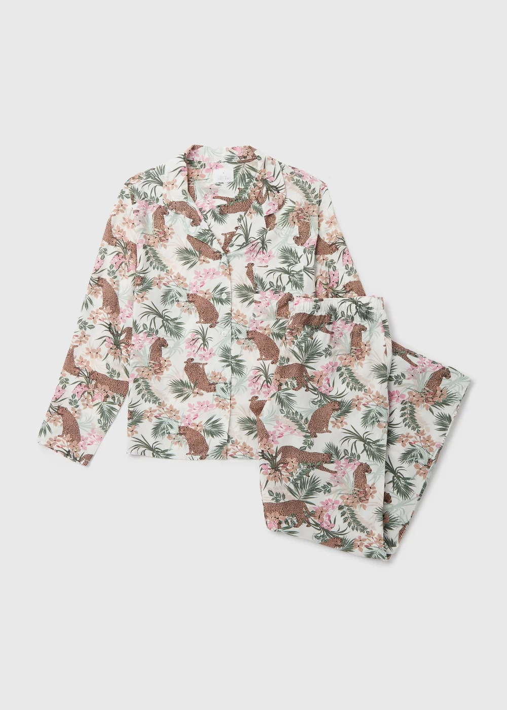 Cream Animal Print Viscose Pyjama Set - Size 8 Image 4