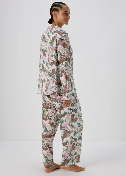 Cream Animal Print Viscose Pyjama Set - Size 8 Image 2